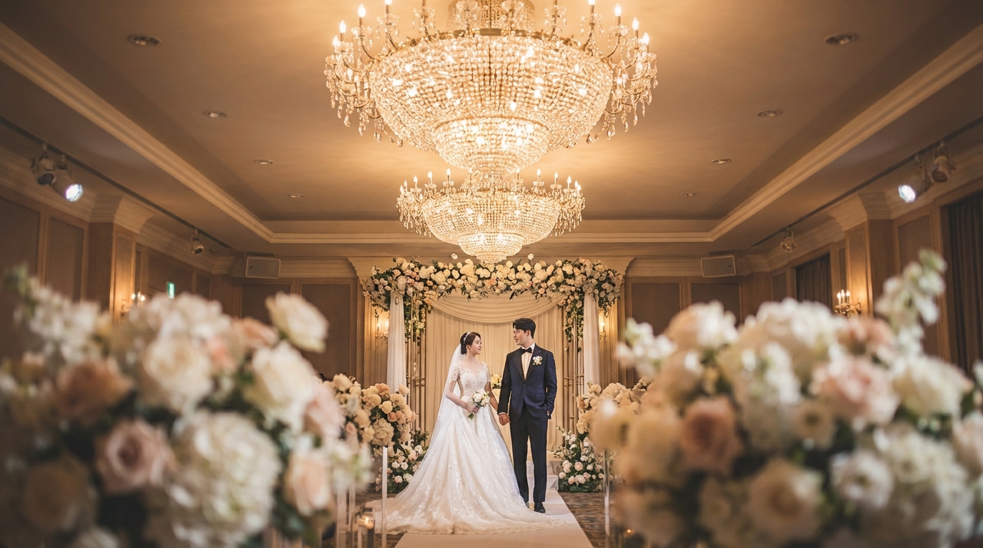 우아한 웨딩 세레모니 장면